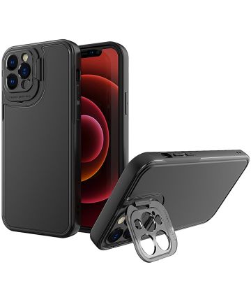 Apple iPhone 13 Pro Max Hoesje met Camera Protector Kickstand Zwart Hoesjes