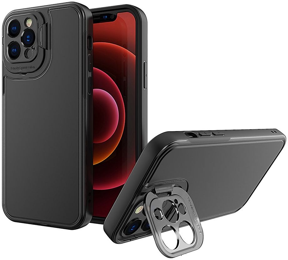 Apple iPhone 13 Pro Max Hoesje met Camera Protector Kickstand Zwart afbeelding 1