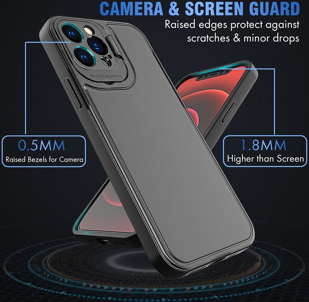 Apple iPhone 13 Pro Max Hoesje met Camera Protector Kickstand Zwart afbeelding 4