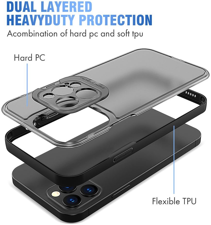 Apple iPhone 13 Pro Max Hoesje met Camera Protector Kickstand Zwart afbeelding 2