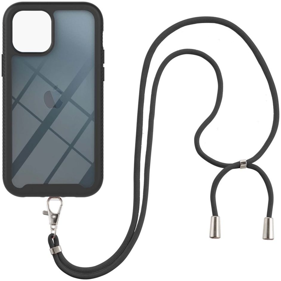 Apple iPhone 13 Pro Hoesje met Koord Back Cover Keycord Zwart afbeelding 1
