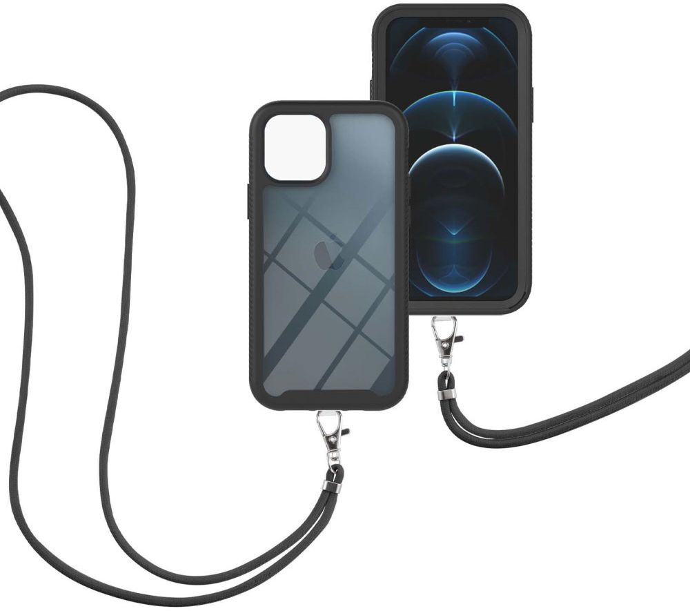 Apple iPhone 13 Pro Hoesje met Koord Back Cover Keycord Zwart afbeelding 3