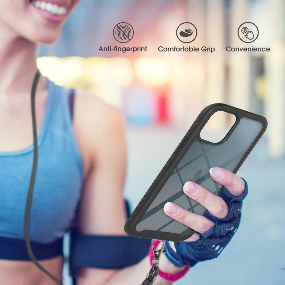 Apple iPhone 13 Pro Hoesje met Koord Back Cover Keycord Zwart afbeelding 4