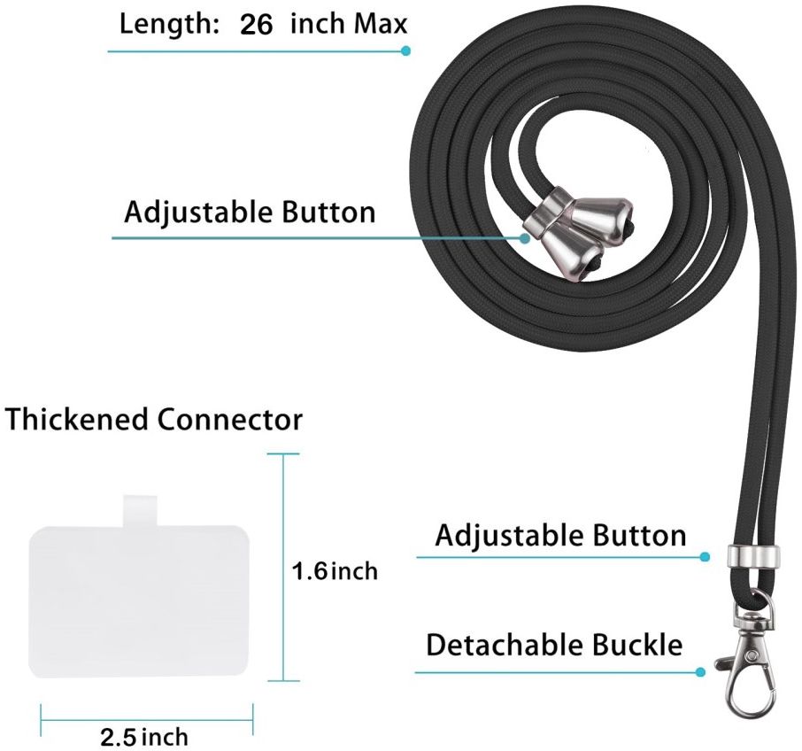 Apple iPhone 13 Pro Hoesje met Koord Back Cover Keycord Zwart afbeelding 7