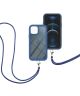 Apple iPhone 13 Pro Hoesje met Koord Back Cover Keycord Blauw