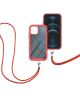 Apple iPhone 13 Pro Hoesje met Koord Back Cover Keycord Rood
