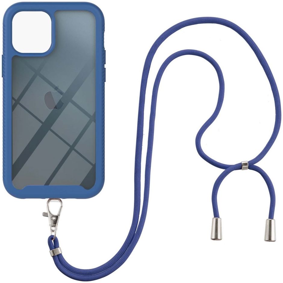 Apple iPhone 13 Mini Hoesje met Koord Back Cover Keycord Blauw afbeelding 1