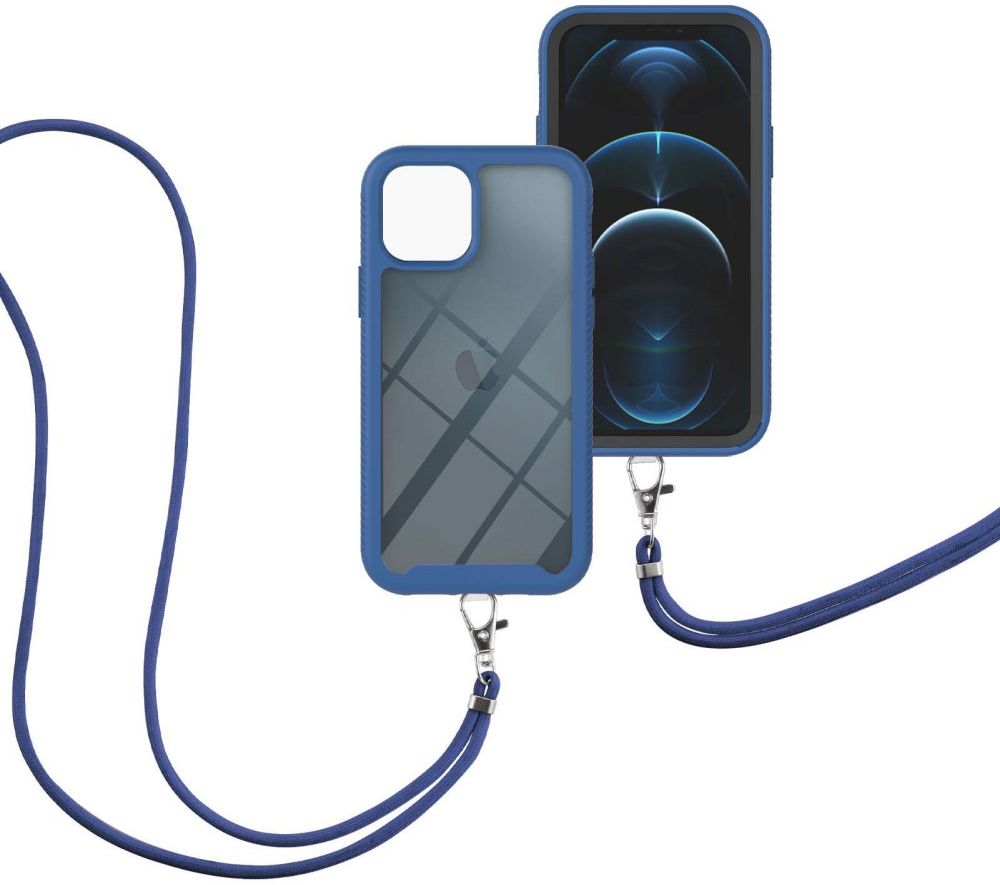 Apple iPhone 13 Mini Hoesje met Koord Back Cover Keycord Blauw afbeelding 3