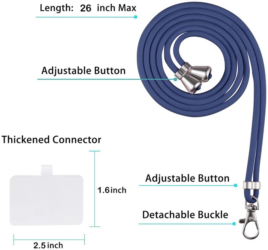 Apple iPhone 13 Mini Hoesje met Koord Back Cover Keycord Blauw afbeelding 7