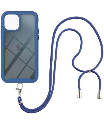 Apple iPhone 13 Pro Max Hoesje met Koord Back Cover Keycord Blauw Hoesjes