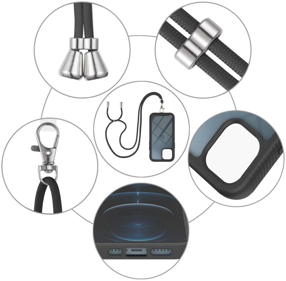 Apple iPhone 13 Pro Max Hoesje met Koord Back Cover Keycord Zwart afbeelding 6