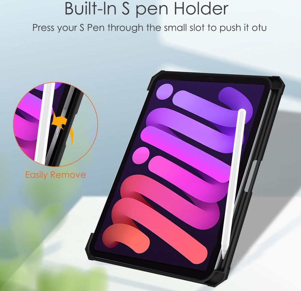 Apple iPad Mini 6 Hoes Tri-Fold Book Case Transparant/Zwart afbeelding 5
