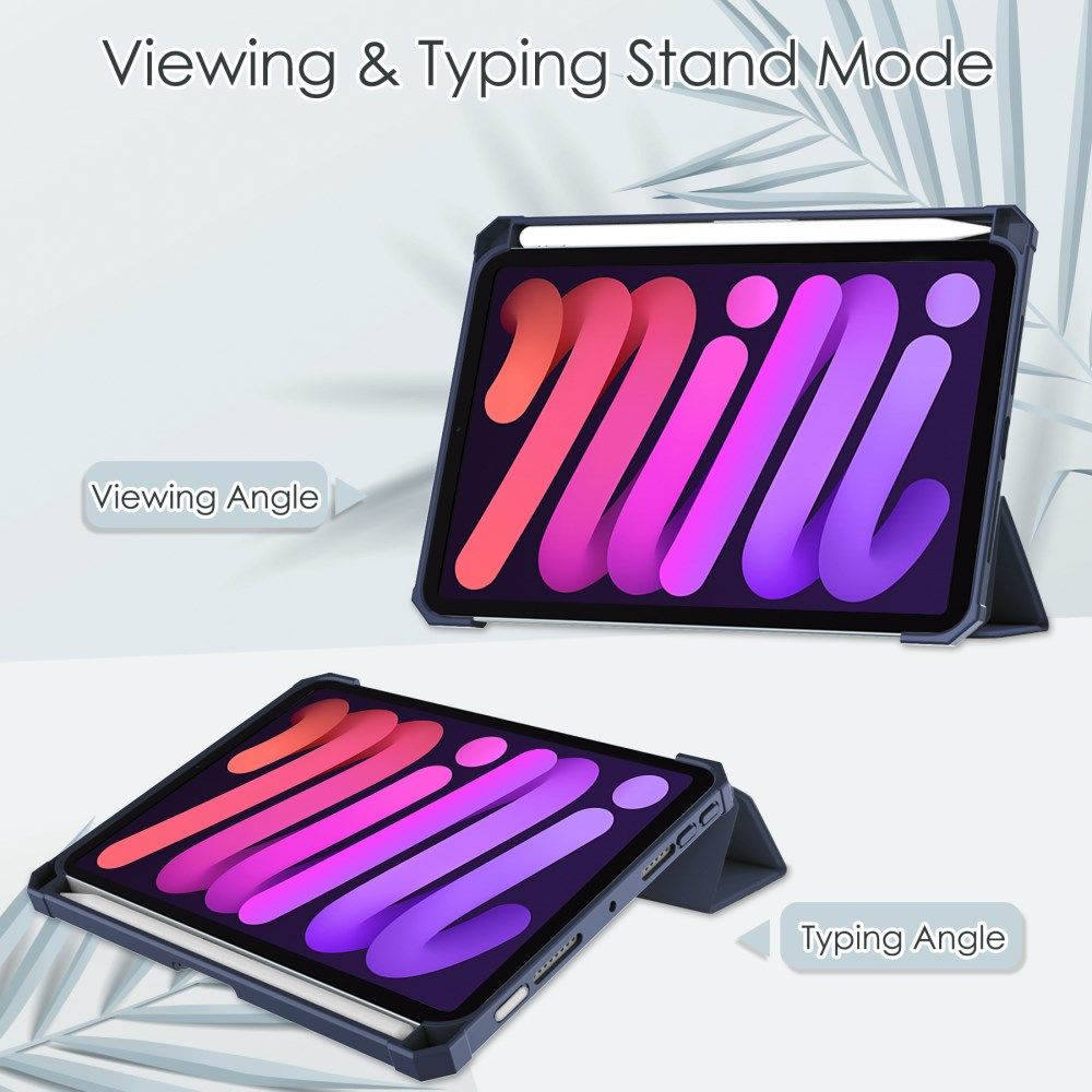 Apple iPad Mini 7 / 6 Hoes Tri-Fold Book Case Transparant/Blauw afbeelding 4