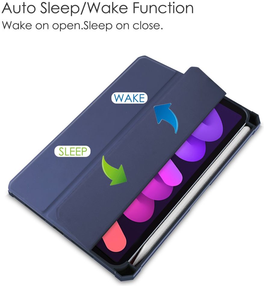 Apple iPad Mini 7 / 6 Hoes Tri-Fold Book Case Transparant/Blauw afbeelding 3