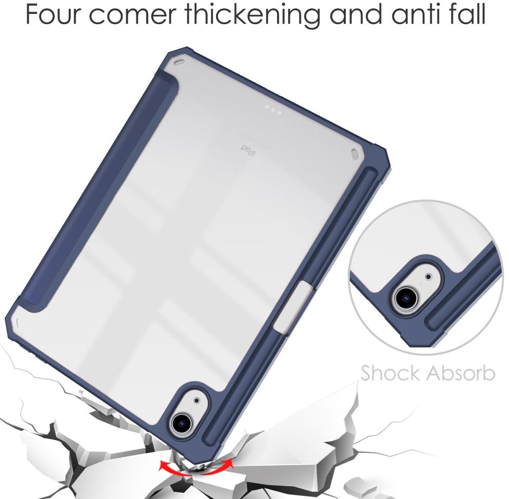 Apple iPad Mini 7 / 6 Hoes Tri-Fold Book Case Transparant/Blauw afbeelding 2
