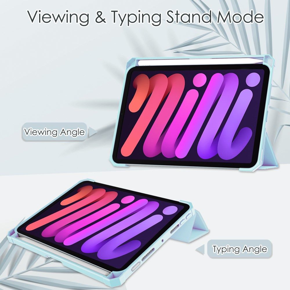 Apple iPad Mini 6 Hoes Tri-Fold Book Case Transparant/Lichtblauw afbeelding 4