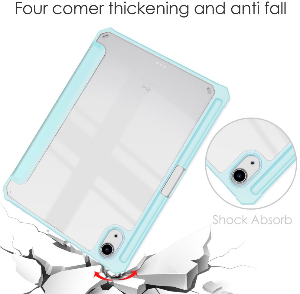 Apple iPad Mini 6 Hoes Tri-Fold Book Case Transparant/Lichtblauw afbeelding 2
