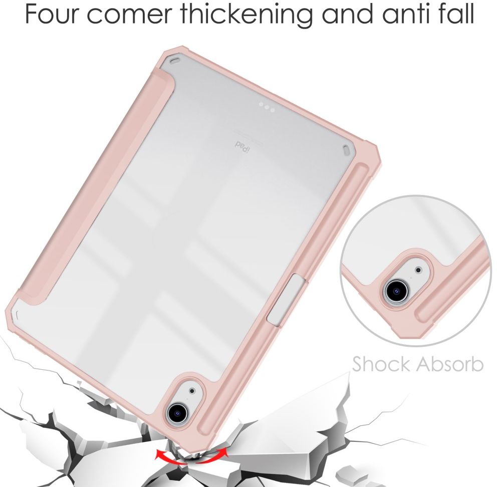 Apple iPad Mini 6 Hoes Tri-Fold Book Case Transparant/Roze afbeelding 2