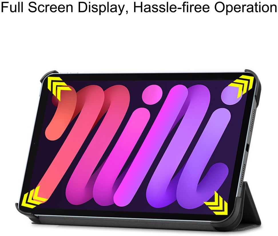 Apple iPad Mini 6 Hoesje Tri-Fold Book Case met Standaard Zwart afbeelding 7