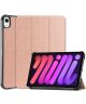 Apple iPad Mini 6 Hoesje Tri-Fold Book Case met Standaard Roze Goud