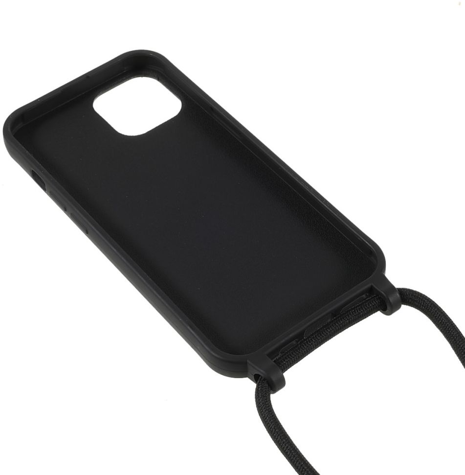 Apple iPhone 13 Hoesje Back Cover Flexibel TPU met Koord Zwart afbeelding 5