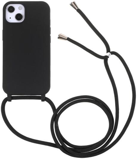 Apple iPhone 13 Hoesje Back Cover Flexibel TPU met Koord Zwart afbeelding 1