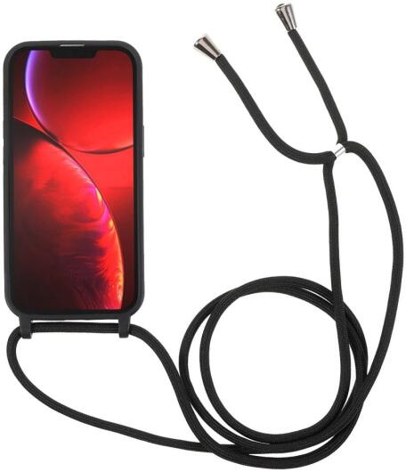 Apple iPhone 13 Hoesje Back Cover Flexibel TPU met Koord Zwart afbeelding 2