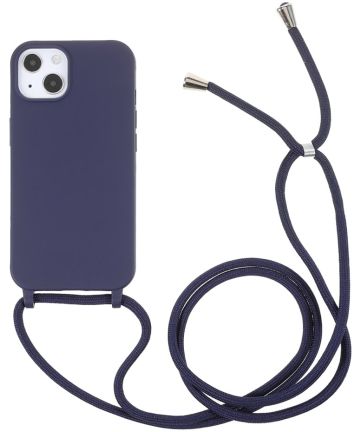 Apple iPhone 13 Hoesje Back Cover Flexibel TPU met Koord Navy Hoesjes