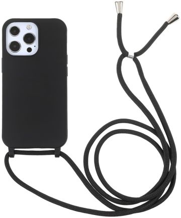 Apple iPhone 13 Pro Hoesje Back Cover met Koord Flexibel TPU Zwart Hoesjes