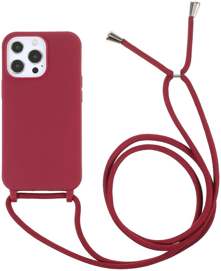 Apple iPhone 13 Pro Max Hoesje Back Cover Flexibel TPU Koord Rood afbeelding 1