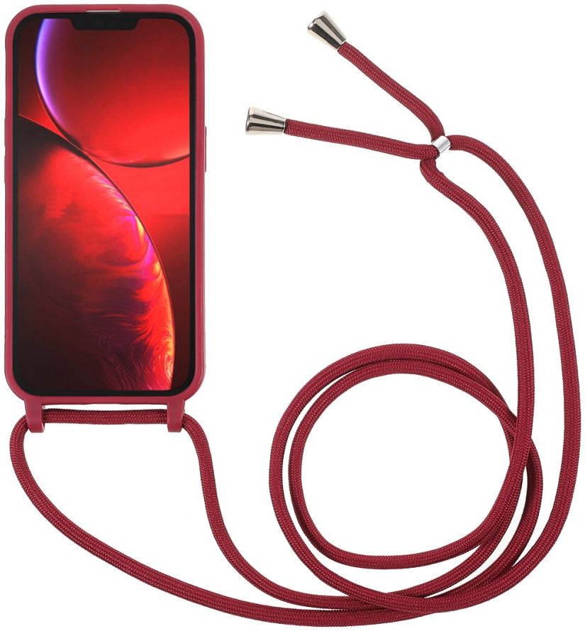 Apple iPhone 13 Pro Max Hoesje Back Cover Flexibel TPU Koord Rood afbeelding 2