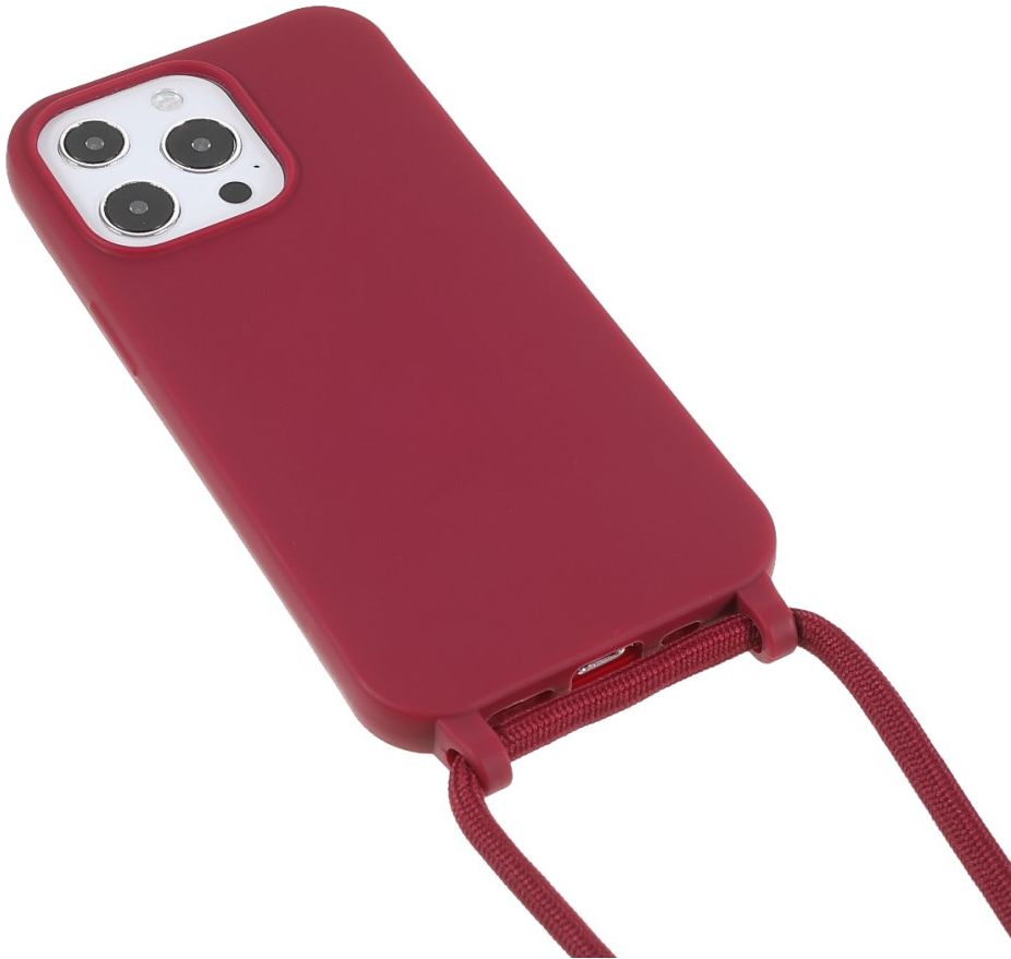 Apple iPhone 13 Pro Max Hoesje Back Cover Flexibel TPU Koord Rood afbeelding 3