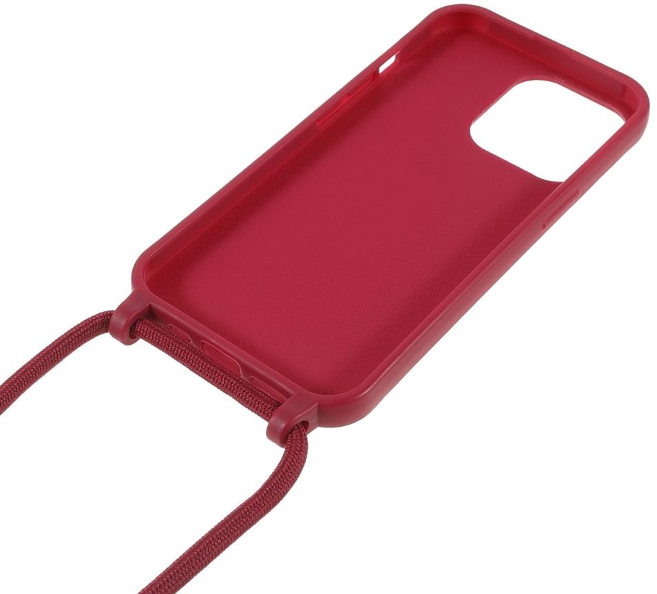 Apple iPhone 13 Pro Max Hoesje Back Cover Flexibel TPU Koord Rood afbeelding 5