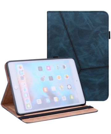 Apple iPad Mini 6 Hoes Tri-Fold Portemonnee Book Case Blauw Hoesjes