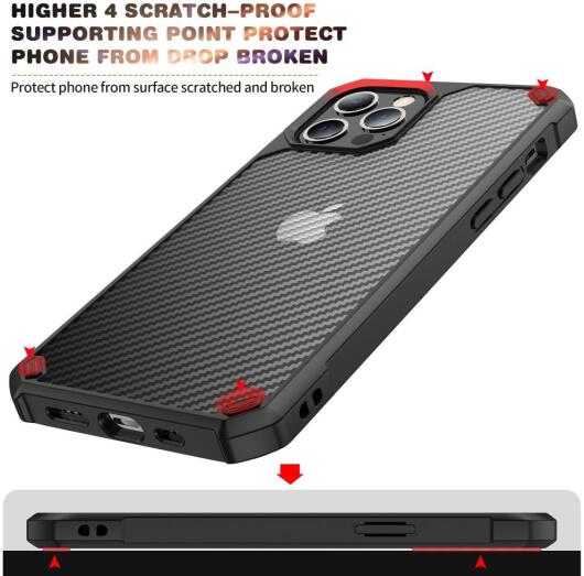 Apple iPhone 13 Hoesje Carbon Back Cover Schokbestendig Rood afbeelding 7