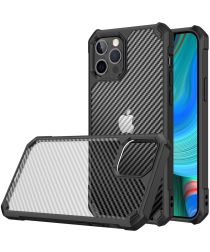 Apple iPhone 13 Pro Hoesje Carbon Back Cover Schokbestendig Zwart