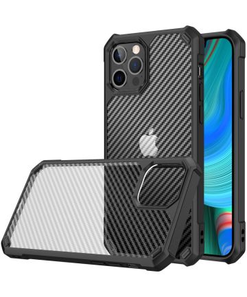 Apple iPhone 13 Pro Hoesje Carbon Back Cover Schokbestendig Zwart Hoesjes