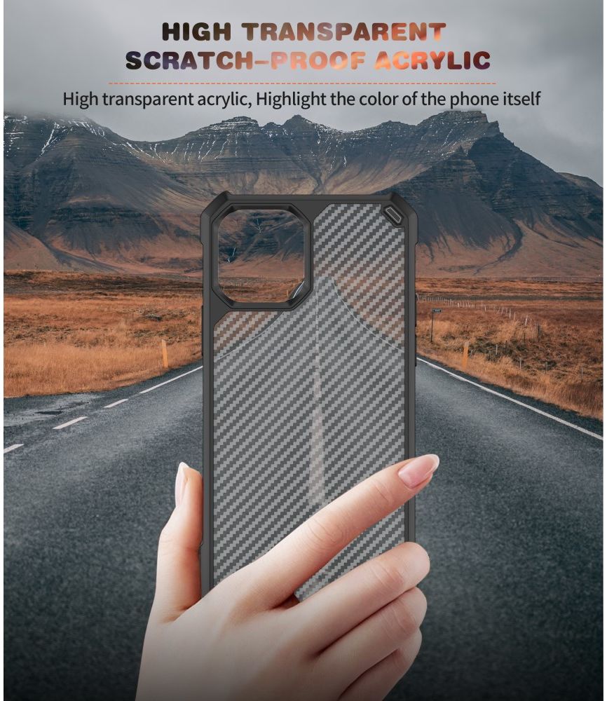 Apple iPhone 13 Pro Hoesje Carbon Back Cover Schokbestendig Rood afbeelding 6
