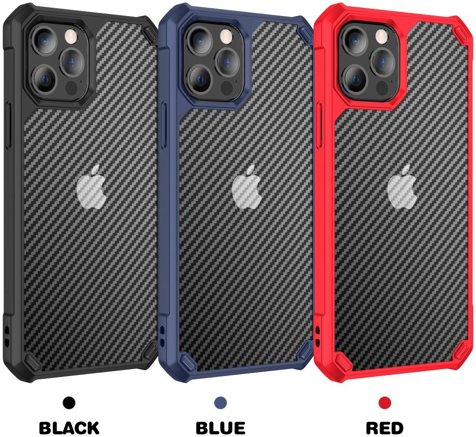 Apple iPhone 13 Pro Hoesje Carbon Back Cover Schokbestendig Rood afbeelding 8