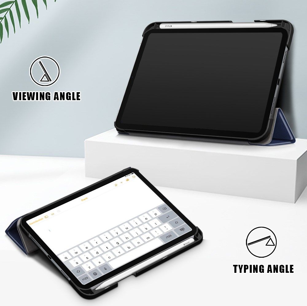 Apple iPad Mini 7 / 6 Hoes Tri-Fold Book Case Kunstleer Donkerblauw afbeelding 5