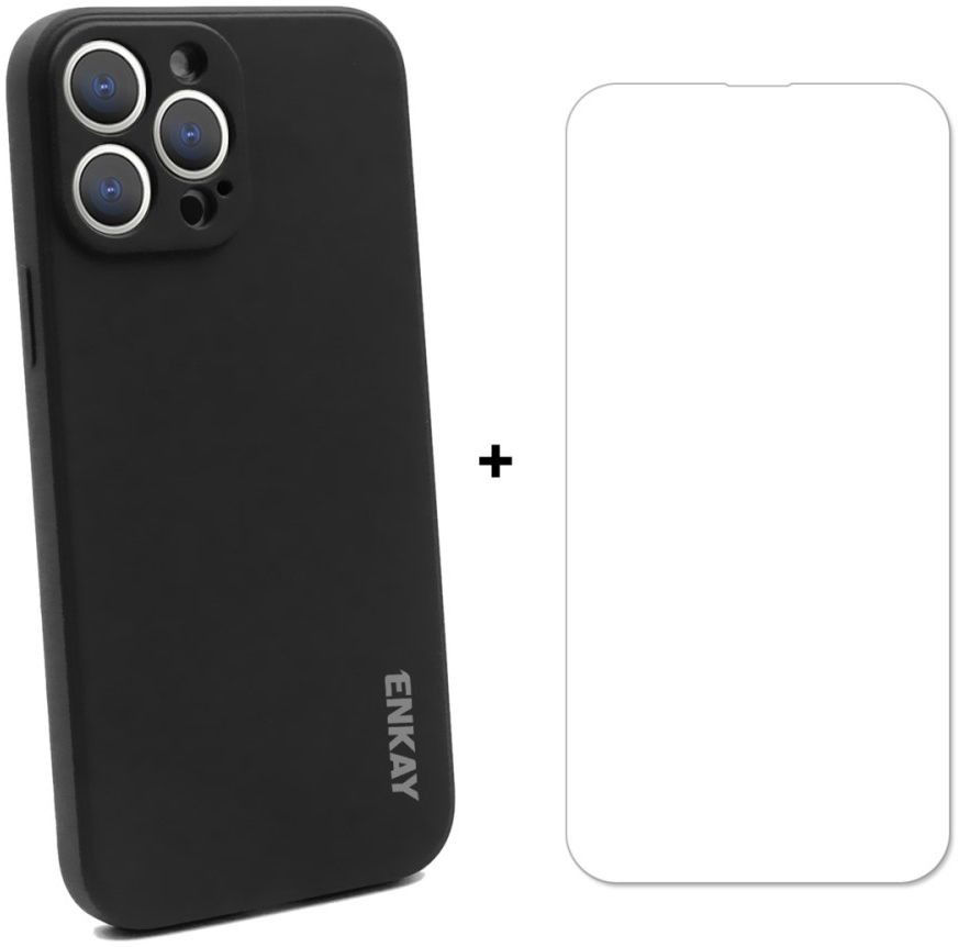 ENKAY Apple iPhone 13 Pro Max Hoesje TPU met Screenprotector Zwart afbeelding 1