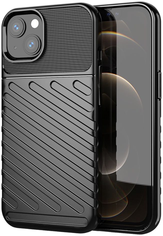 Apple iPhone 13 Hoesje TPU Thunder Design Back Cover Zwart afbeelding 1