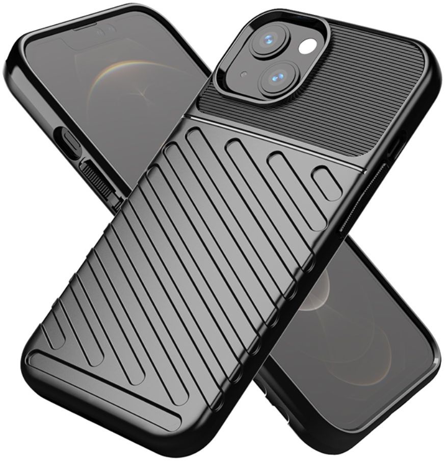 Apple iPhone 13 Hoesje TPU Thunder Design Back Cover Zwart afbeelding 4
