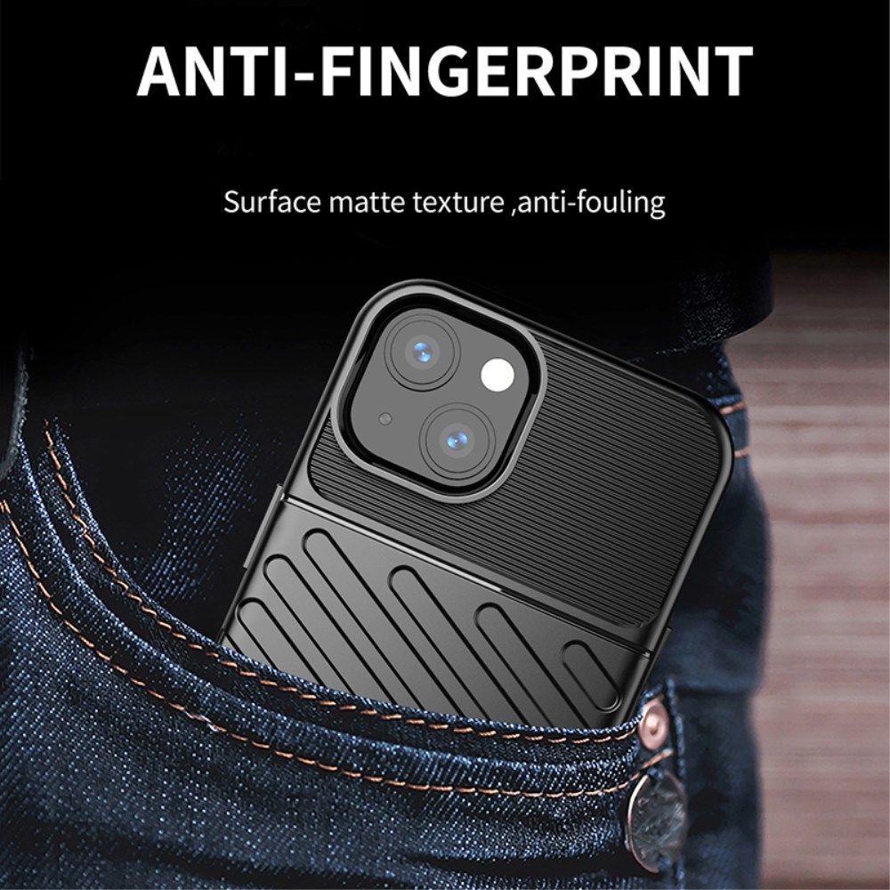 Apple iPhone 13 Hoesje TPU Thunder Design Back Cover Zwart afbeelding 3