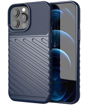 Apple iPhone 13 Pro Max Hoesje TPU Thunder Design Back Cover Blauw Hoesjes