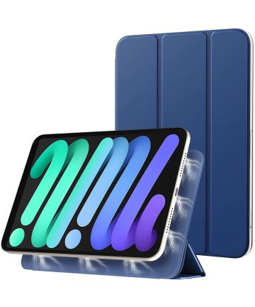 Apple iPad Mini 6 Hoesje Magnetische Tri-Fold Book Case Blauw Hoesjes