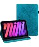 Apple iPad Mini 6 Hoes Portemonnee Book Case met Vlinder Print Blauw