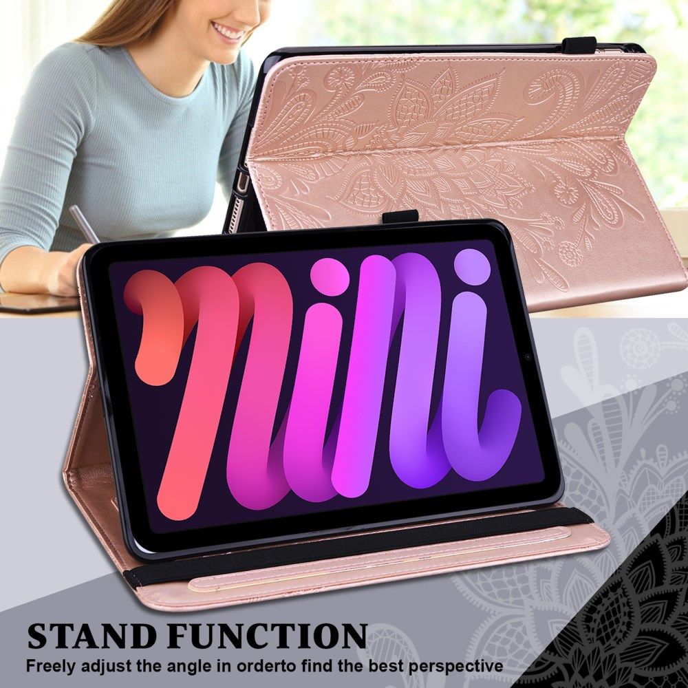 Apple iPad Mini 6 Hoes Portemonnee Book Case met Vlinder Print Roze afbeelding 6