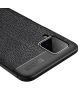 Samsung Galaxy A12 Litchi Hoesje TPU Met Leren Textuur Zwart