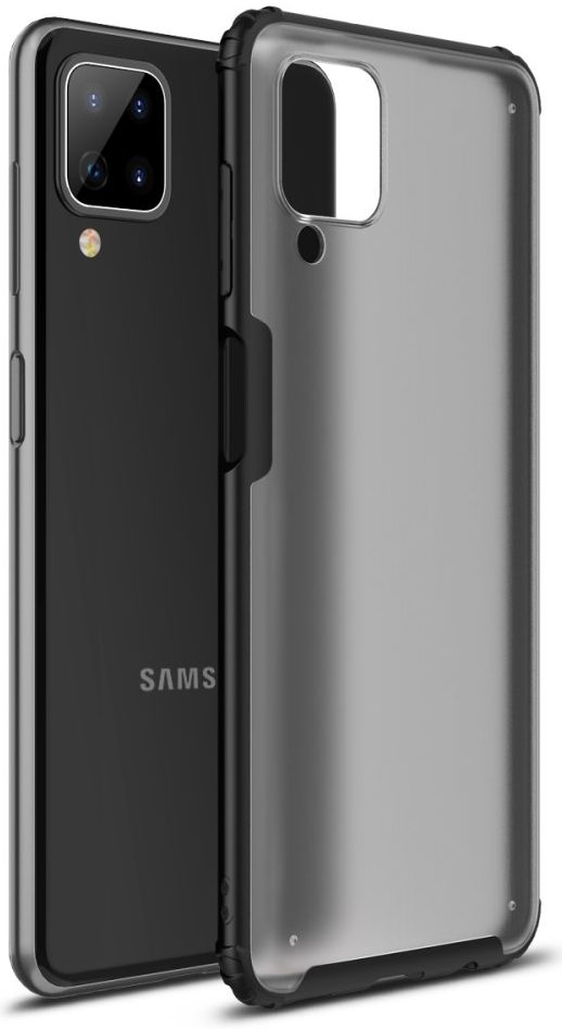 Samsung Galaxy A12 Hoesje Hybrid Armor Back Cover Zwart afbeelding 1